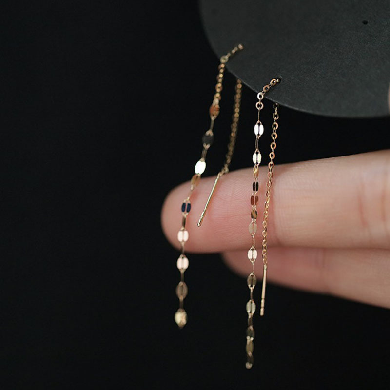 Vintage Gold Kleur Lange Draad Tassel Oorbellen Voor Vrouwen Eenvoudige Geometrische Oor Lijn Ketting Opknoping Oorbellen Mode-sieraden