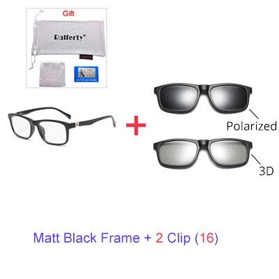 Ralferty student 5 in 1 magnetisk solbrille børn børn klip på briller  tr90 optiske recept briller stel 3d brille  tr8006: 1 ramme 2 klip 16