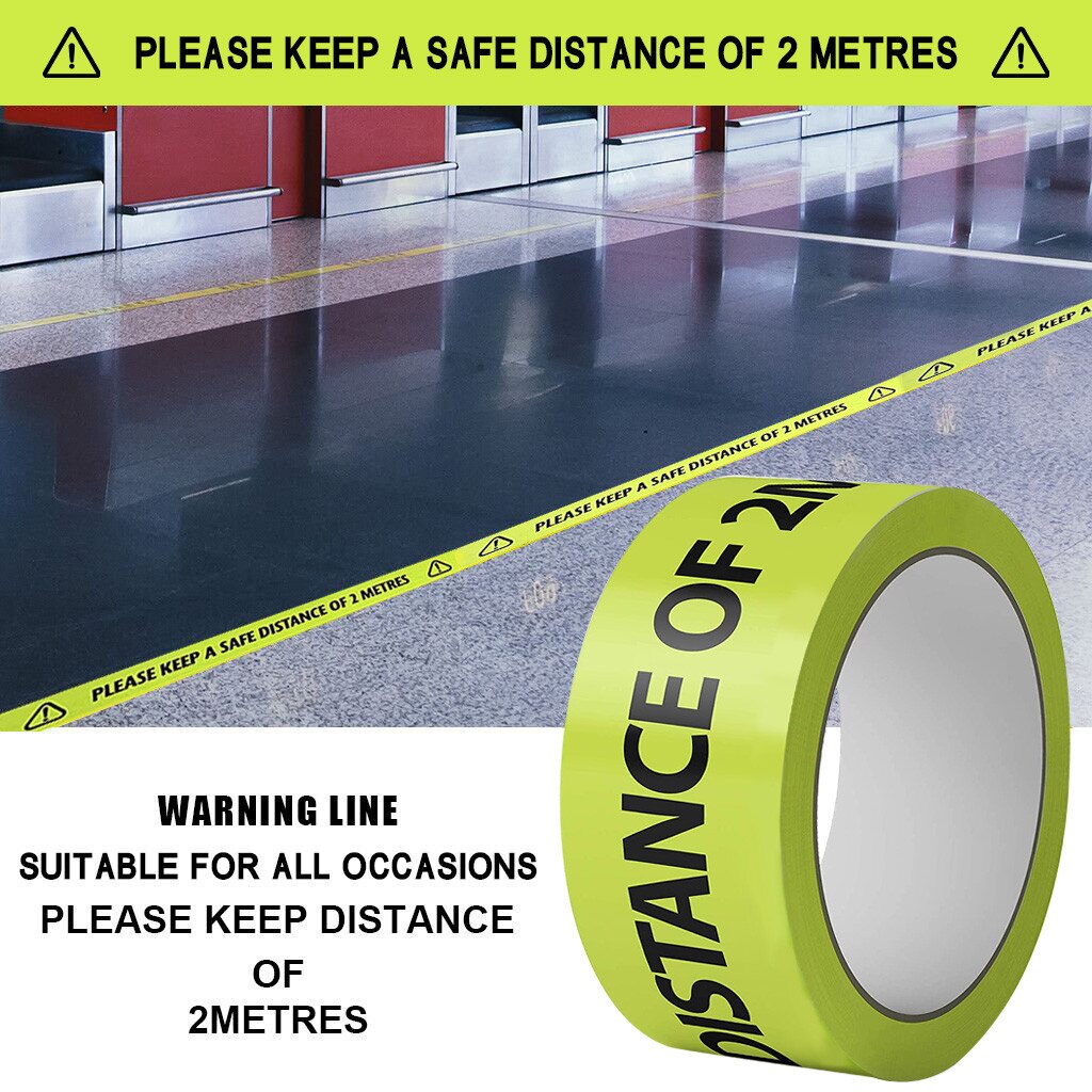 Please Keep A Safe Distance Of 2 Meters Warning Sticker Adhesive Tape Floor Marking Tape Social Safe Distancing Workplace Safety