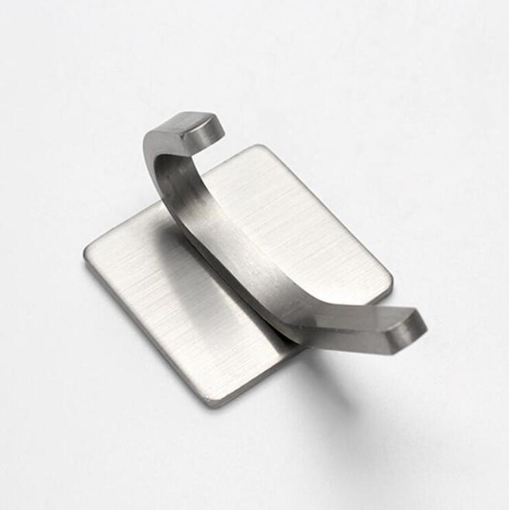 Brushed Finish SUS 304 Stainless Steel Bathroom &amp;Kitchen Hardware Wall Hook Self-adhesive Robe Hook Bathroom Accessories
