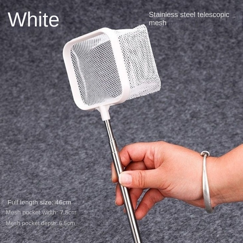 Roestvrijstalen Intrekbare Visnet 3d Visnet Garnalen Vissen Kleine Vissen Voor Catchin Vis Garnalen Tank Aquarium Accessoires: WHITE