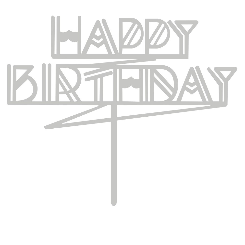 Fargede blomster gratulerer med dagen kake topper gylden akryl bursdagsfest dessert dekorasjon for dusj bakevarer: Sølvfarget