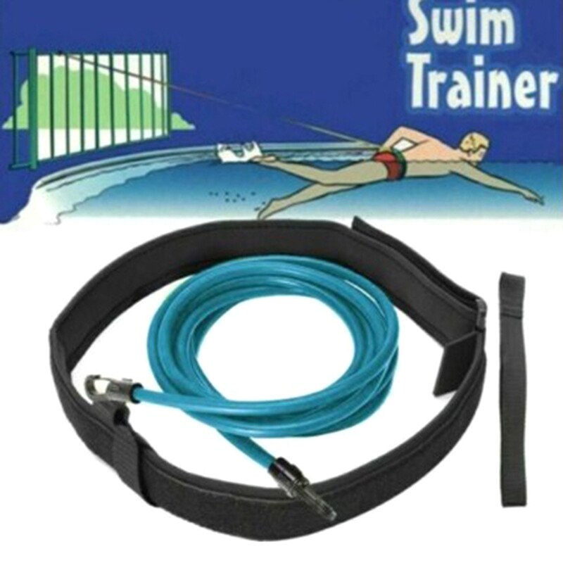 1Set 4M Verstelbare Swim Training Weerstand Elastische Riem Tether Elastisch Touw Band Veiligheid Zwemmen