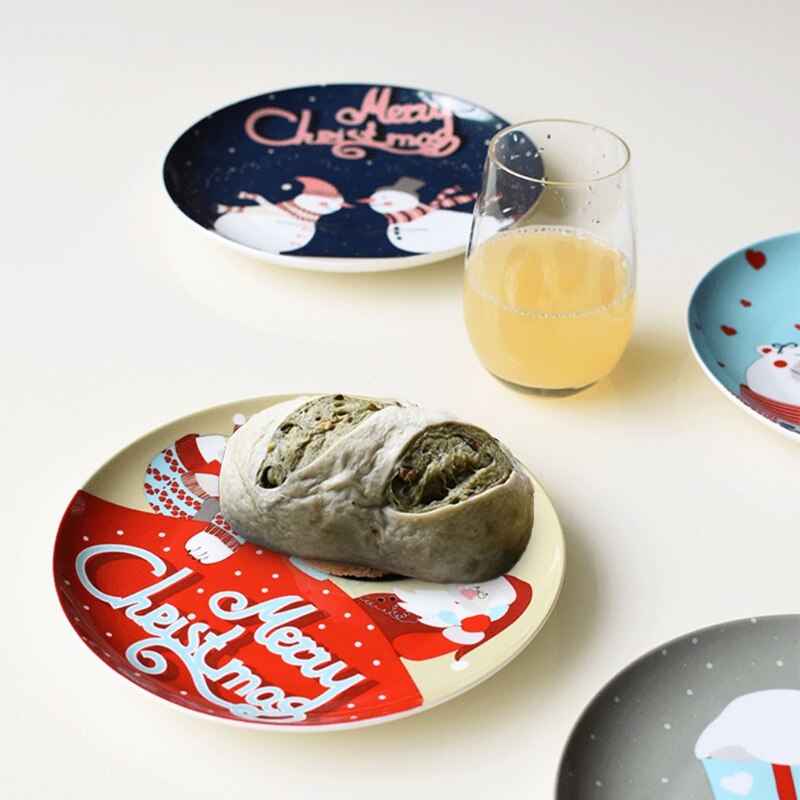 Christmas Style Porcelain Material Dinner Plate Snack Dessert Dinnerwares Appetizers Dish Perfect for Housewarming