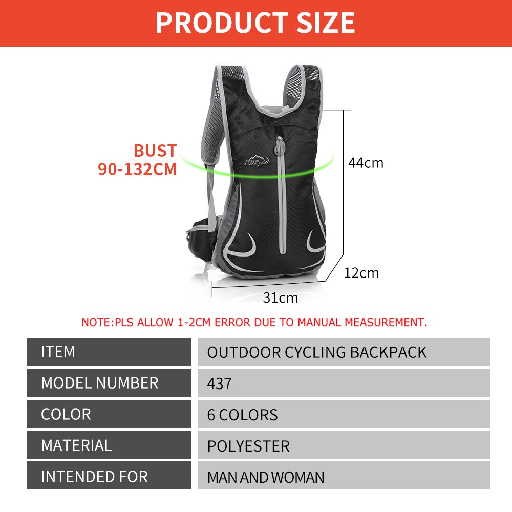 Travel backpack, ultra light ski rucksack, waterproof sports rucksack, suitable for cycling, hiking, hiking, camping, school run