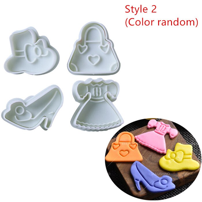 4 stk/set 3D Plunger Cookie Stempel Halloween Kerst Cookie Cutter Bakvorm Baby Plastic Reliëf Cookie Cutter Fondant Cutter: Style 2