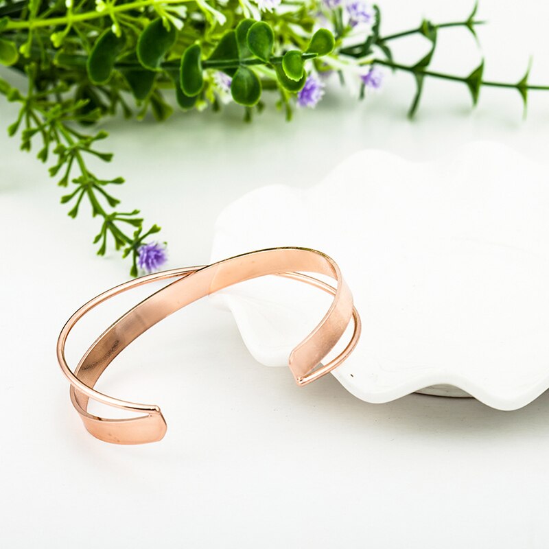 lady lady girl girlfriend female loved ones couple metal gold silver color double solid smooth opening pop bracelet: qwsl83A03