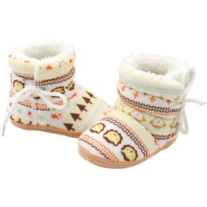 Lente Warm Baby Laarzen Schoenen Baby Retro Printing Schoenen Schattige Zachte Katoen Gevoerde Kind Baby Jongens Meisjes Zachte Laarzen 6 -12M: YTM977K