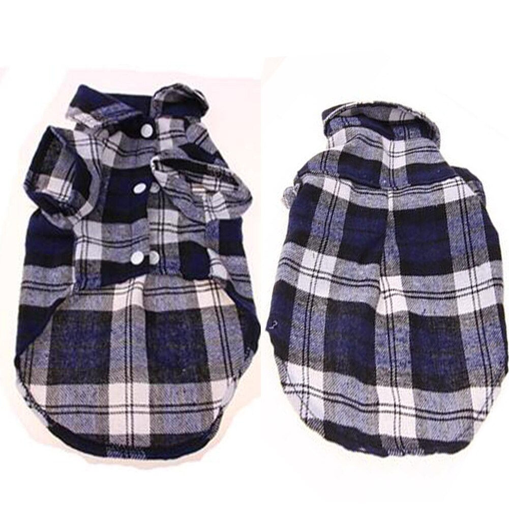 Plaid Dog Shirt Casual Puppy Clothing Short Sleeve T-shirt For Small Medium Dog Costume Pet Supplies: Blue / XL