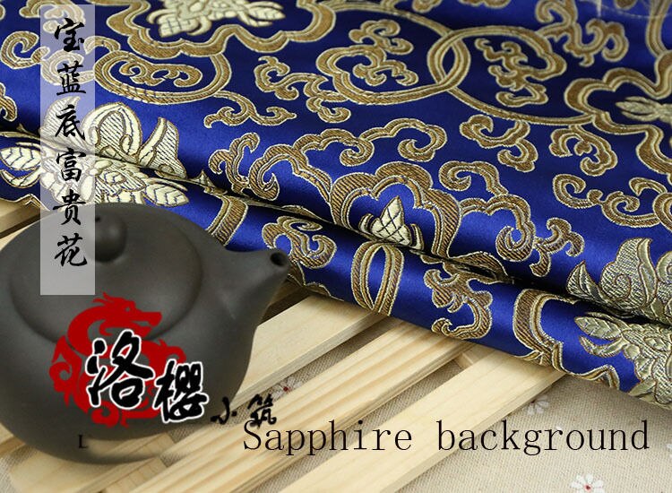 Costume chinois Han Tang | Kimono en soie, Damask, tissu broderie, fleurs riches, Style épais: Bleu Royal