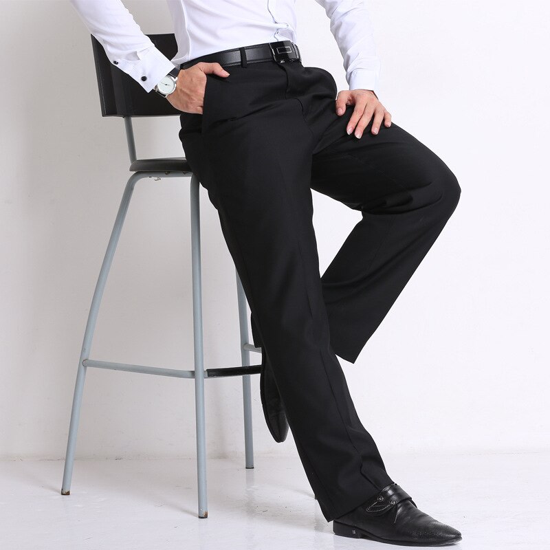 PYJTRL-traje de negocios clásico negro para hombre, pantalones holgados de mediana edad, pantalones formales de ocupación