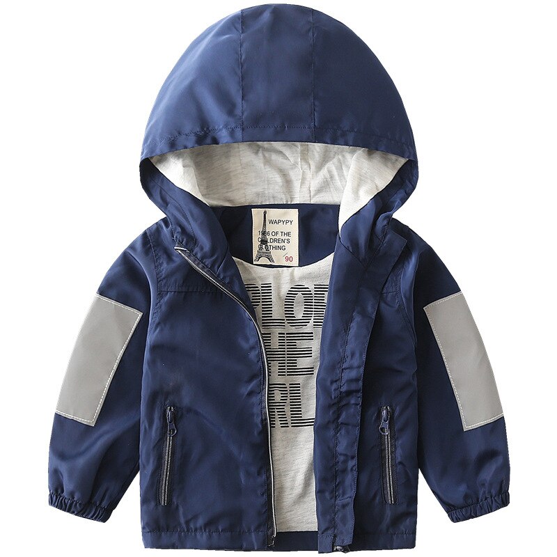 Nuovo 2020 Bambini di Autunno Ragazzi Giubbotti Lettera di Modo di Stampa a Colori Patchwork Con Cappuccio della Chiusura Lampo del Cappotto Dei Bambini Giacca A Vento Giacca Impermeabile: 7T