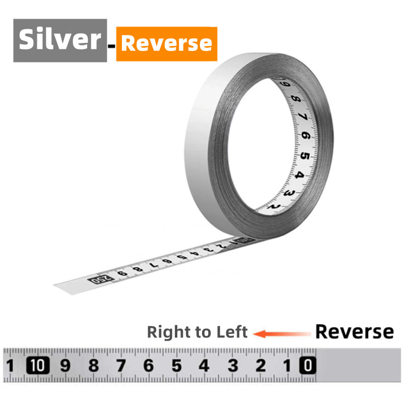 Self-Adhesive Measuring Tape Stainless Steel Workbench Ruler Adhesive Backed Tape Measure Metric Scale Rust-Proof Durable Ruler: black / 10M