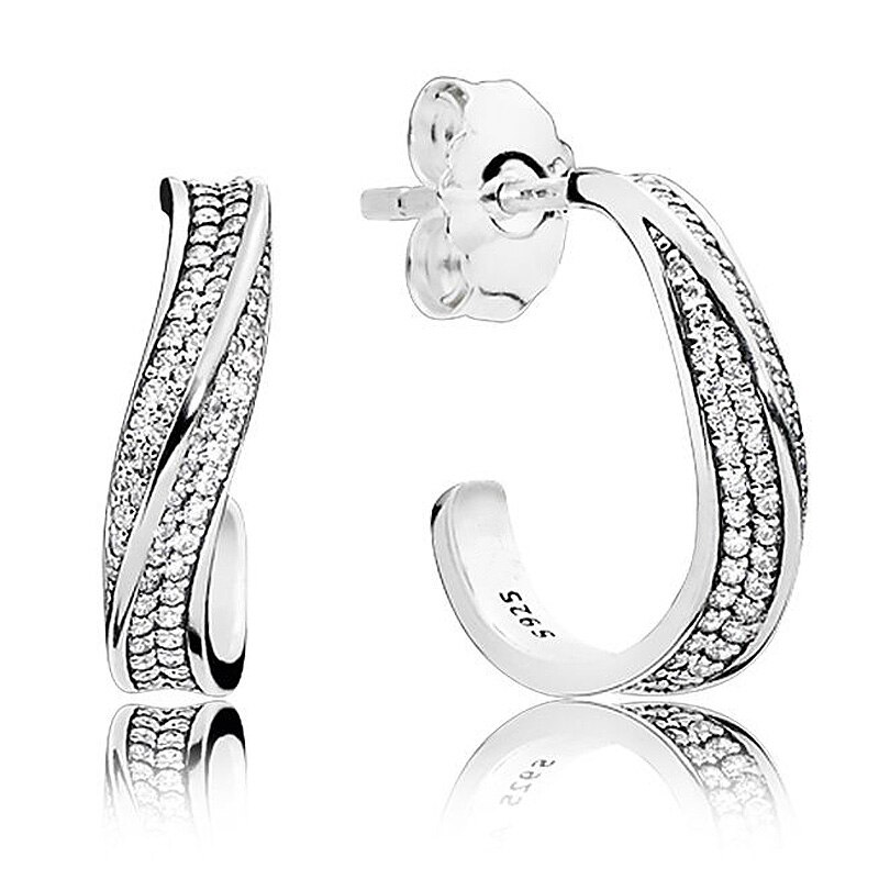 Original ajouré mignon papillon vagues boucles d'oreilles 925 en argent Sterling boucles d'oreilles pour les femmes de mariage Europe bijoux à bricoler soi-même: 1