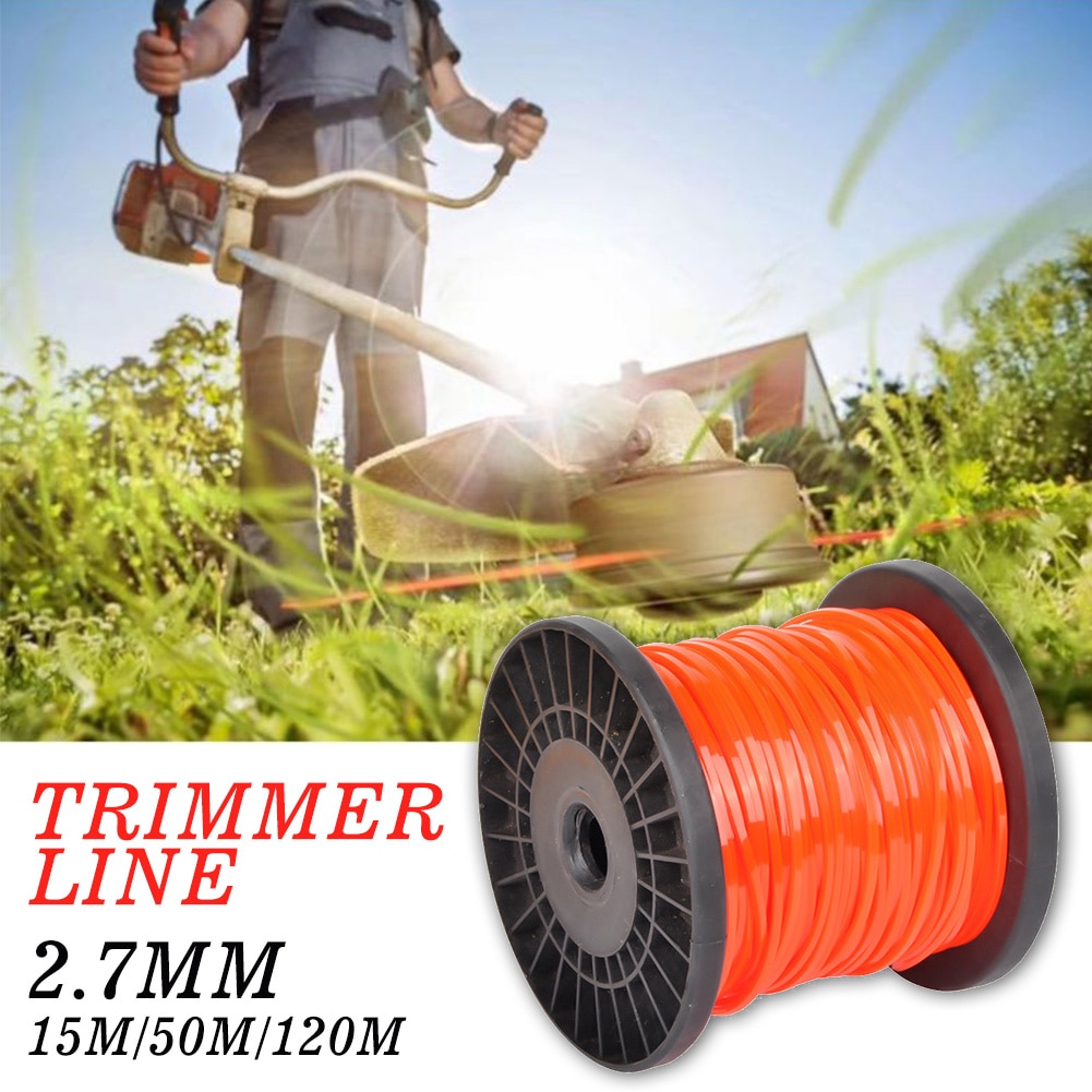 Værktøjer have universal wire 15/50/120m buskrydder nylon reb firkantet 2.7mm landbrugstilbehør trimmer line græsplæne
