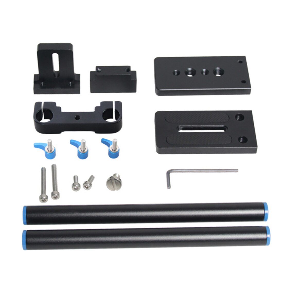 Aluminum Alloy 15mm Rail Rod Support System Baseplate 1/4" Quick Release Plate Mount for Follow Focus Mattebox DSLR Rig 5D2 5D3