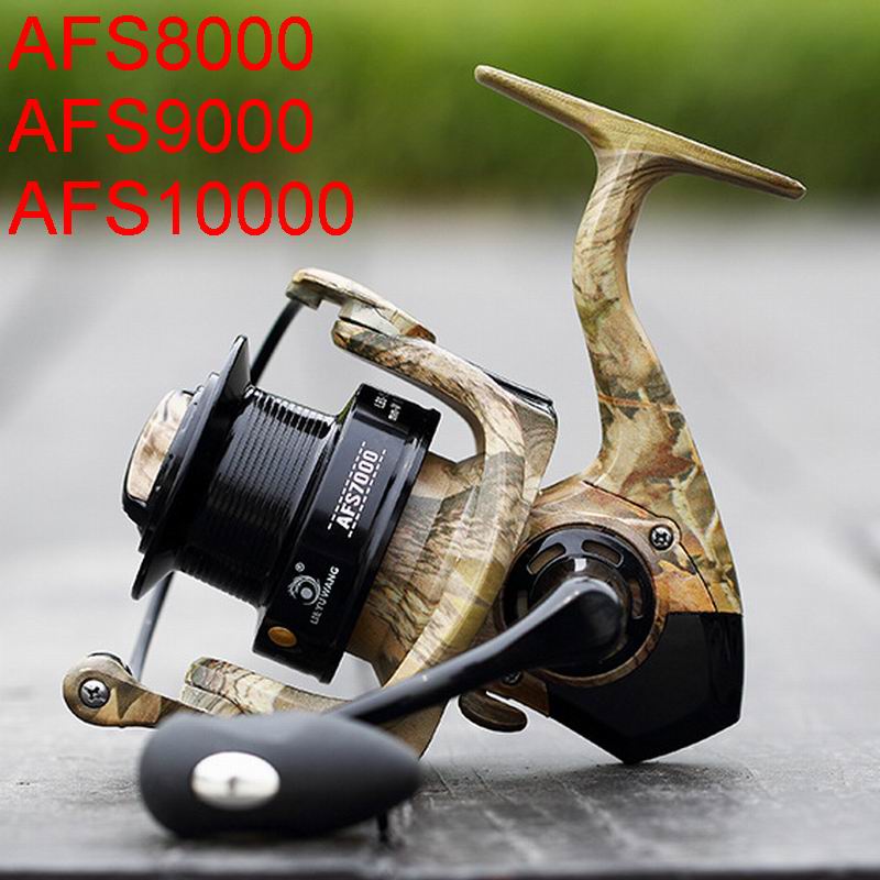 AFS8000 8000 9000 10000 Camouflage Super grand moulinet de pêche Lieyuwang 690g roulements en acier 4.1:1 remorquage 8-12Kgs avec 2 lignes tasses: La série 10000