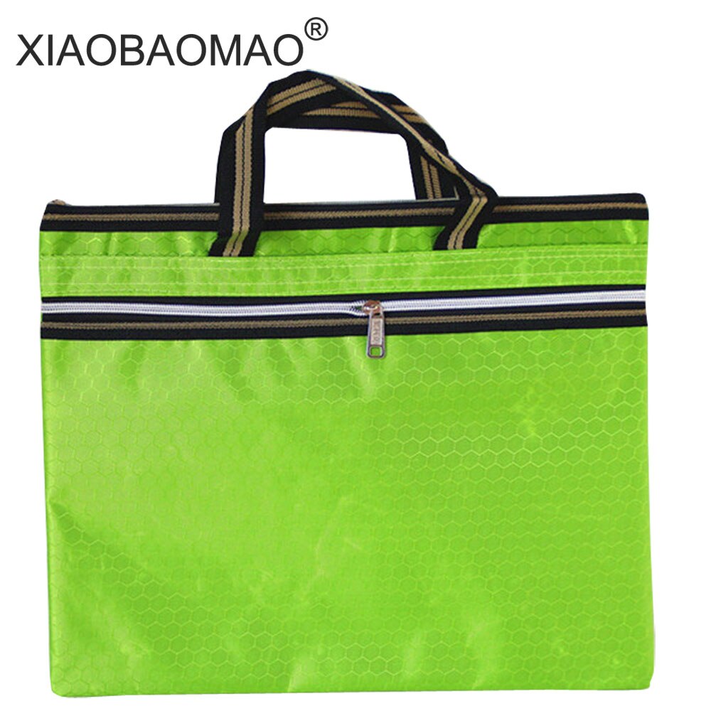 Large capacity file organizer A4 document bag zipper bag office school paper file folder: green