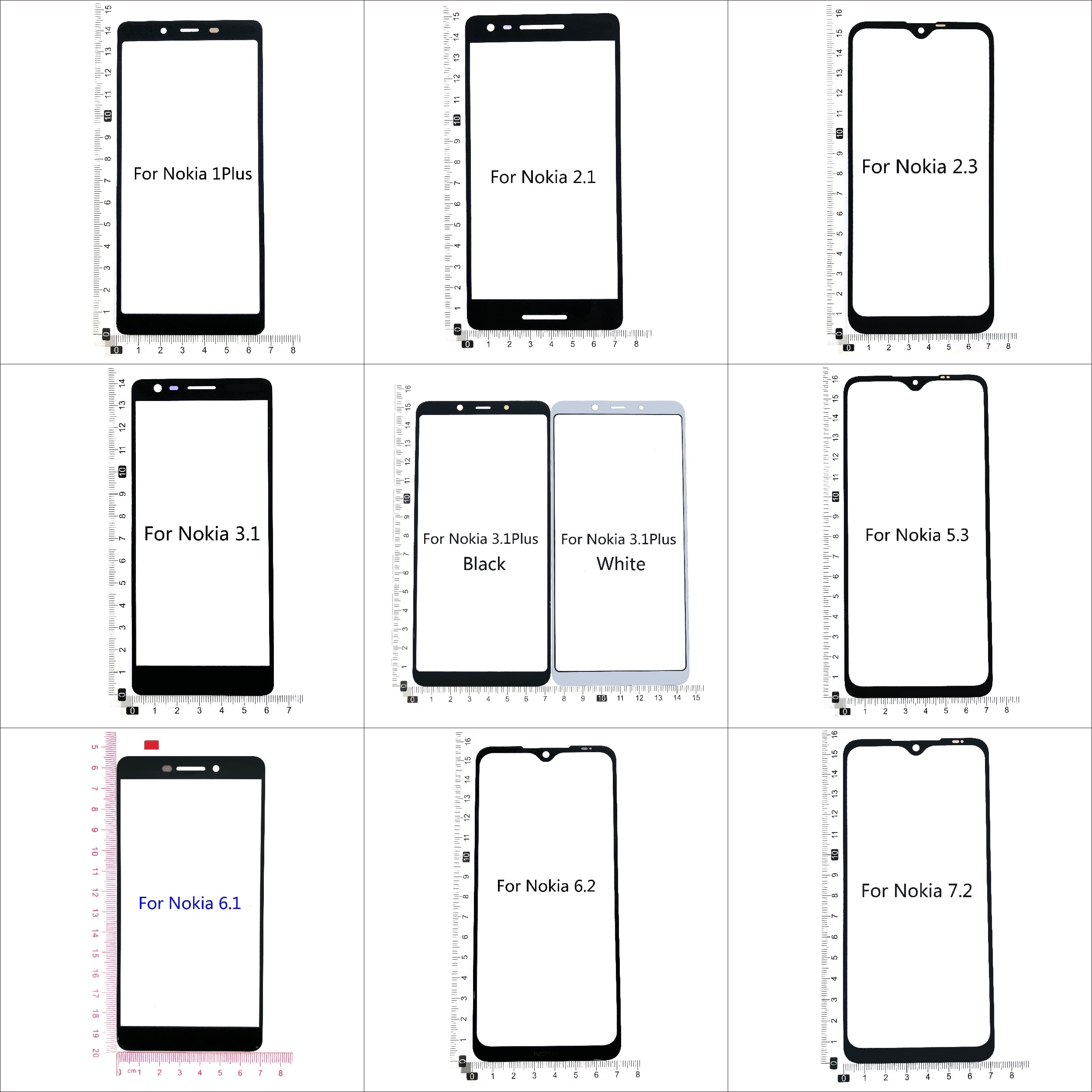 5.5'' (No Mobile Touch Screen) Outer Glass For Nokia 1 Plus 2.1 2.3 3.1 Plus 5.3 6.1 6.2 7.2 Front Glass Panel cover Replacement