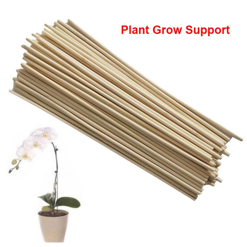 50pcs Wooden Plant Grow Support Bamboo Plant Sticks for Flower Stick Cane Stand