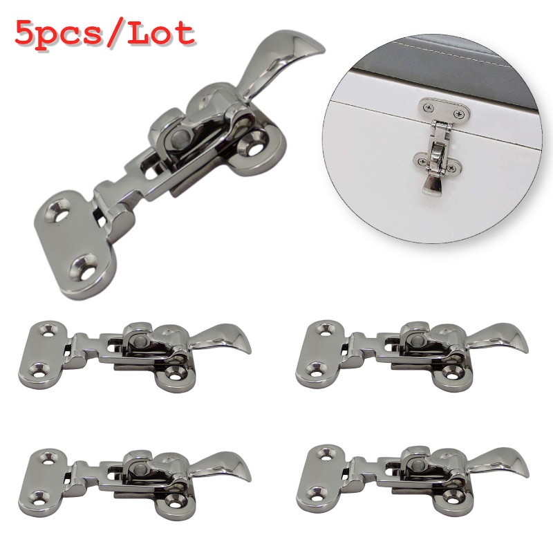 5 Pcs Boat Locker Hatch Anti Rattle Latch Fastener 4-3/8" 316 Stainless Steel Marine Boat Deck Lock Hasp Marine Hardware