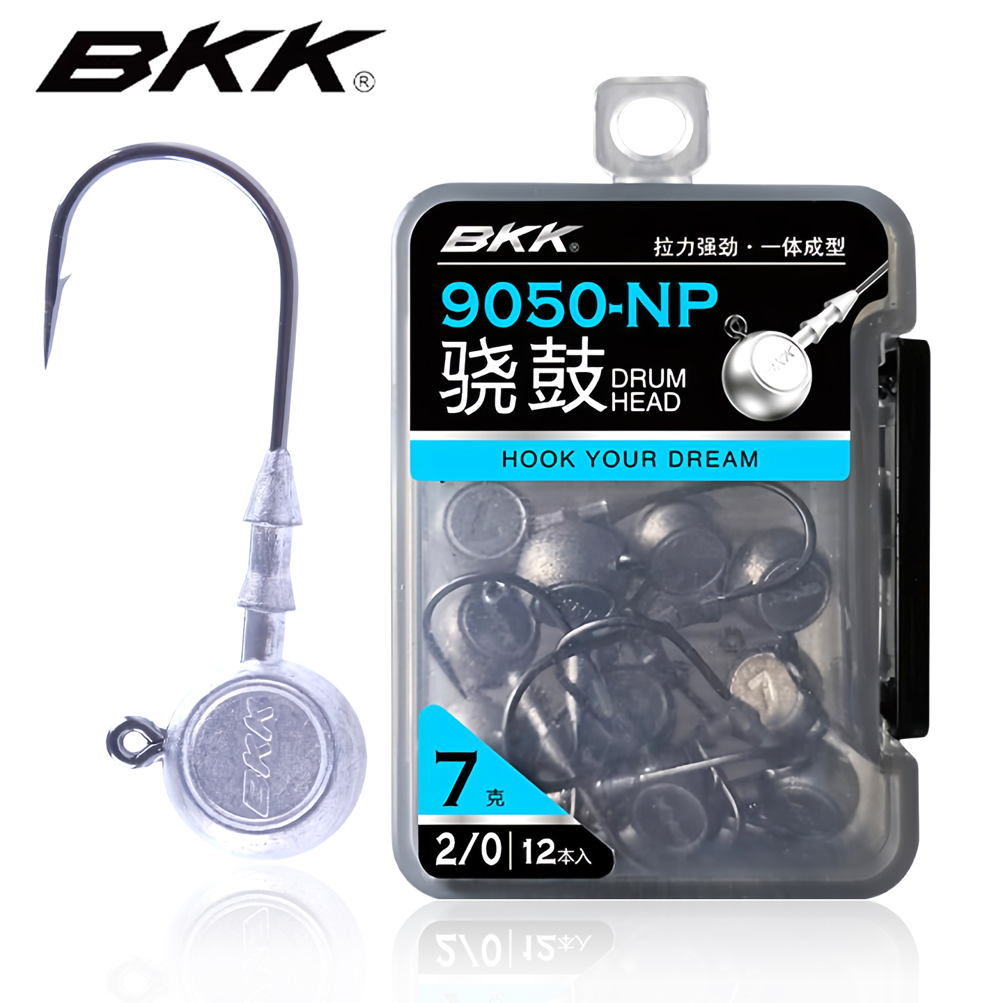 BKK 9050 Drum Head Jig Hook Snagless Round Lead Head Soft Lure Bait Hooks for Bass Mandarinfish Fishing Tackle