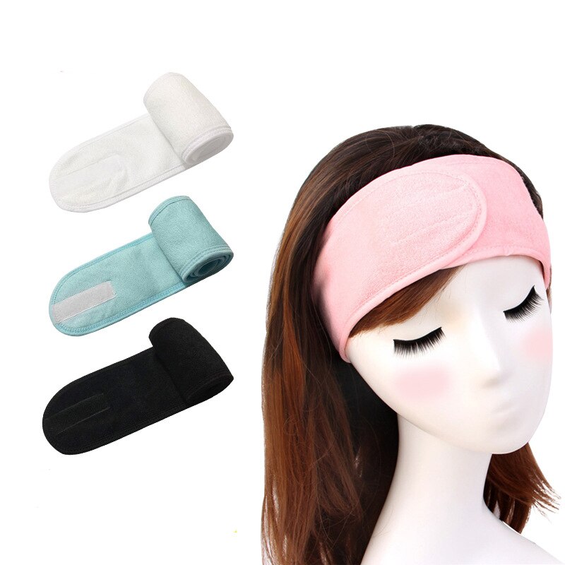 Dusche Kappe Schlecht machen-hoch Klett Stirnband Einfarbig Dusche Kappe Band Einstellbar Haarband Breite Salon Spa Gesichts Stirnband 1 stücke