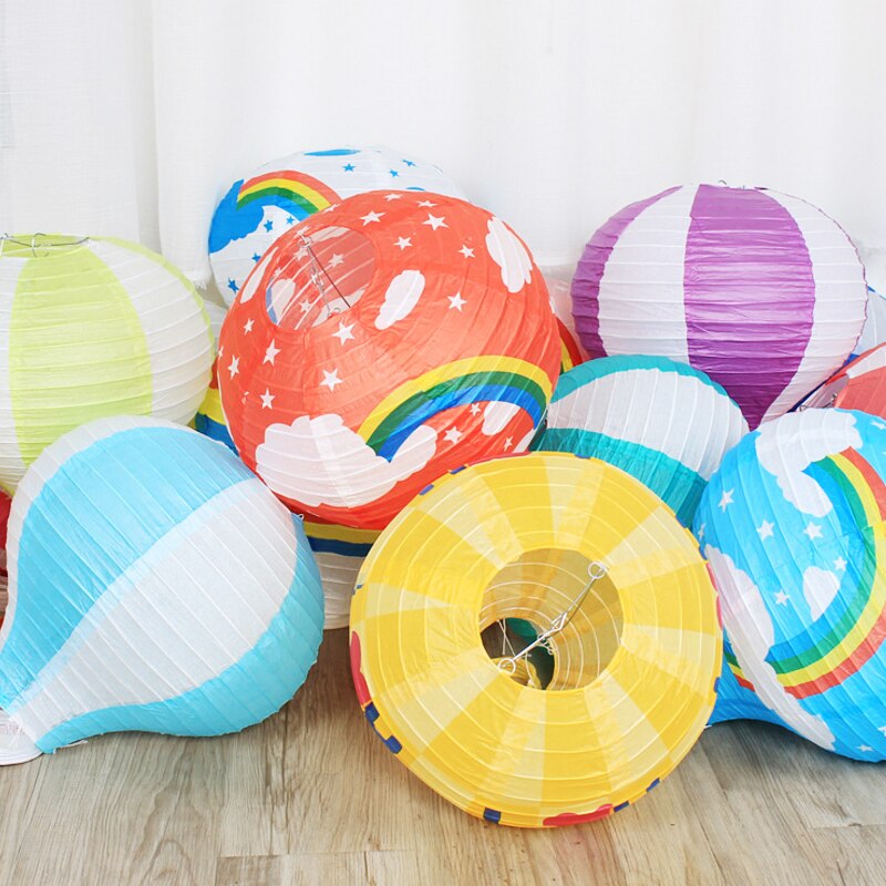 12 Inch Christmas Hanging Paper Lanterns Air Balloon Paper Lanterns Birthday Party Decor Lamp Wedding Festival Supplies