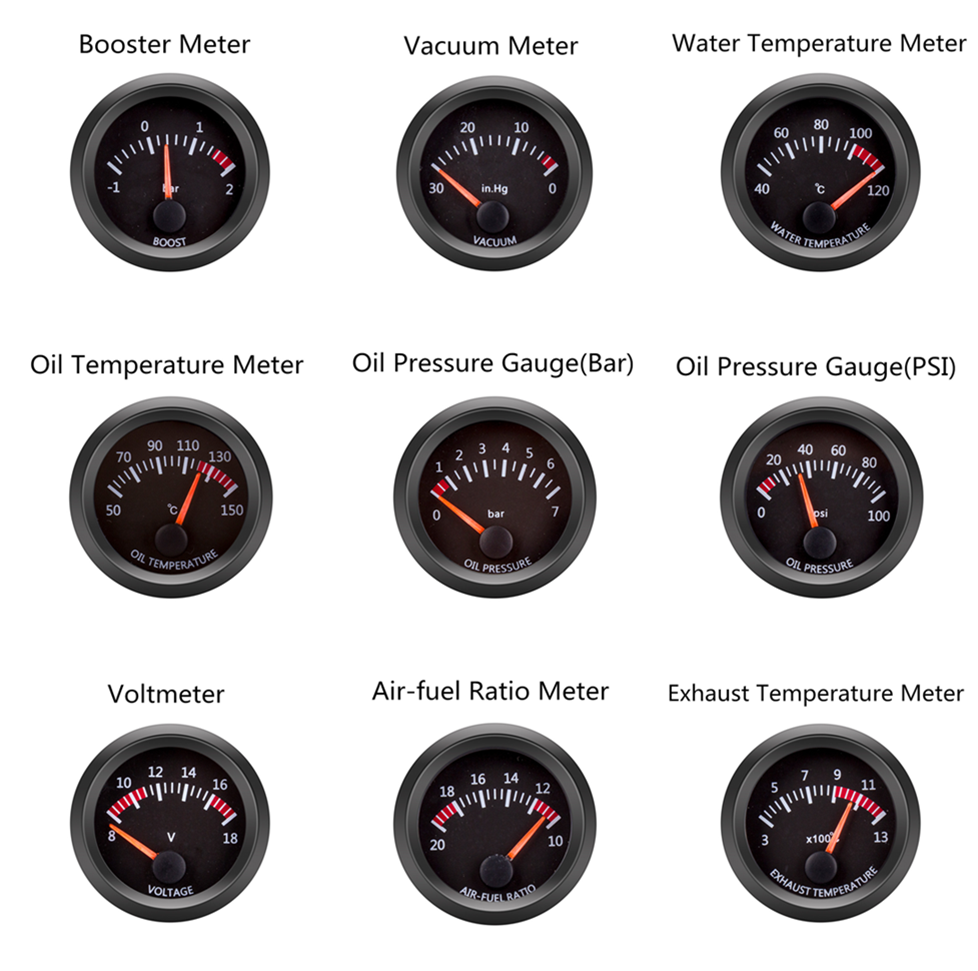 DRACHEN GAUGE 52mm Wasser Temp/Öl Temp/Voltmeter/Öl Presse/Vakuum/Boost Gauge/luft Kraftstoff Verhältnis/EGT Gauge Mit Sensor für 12V Auto