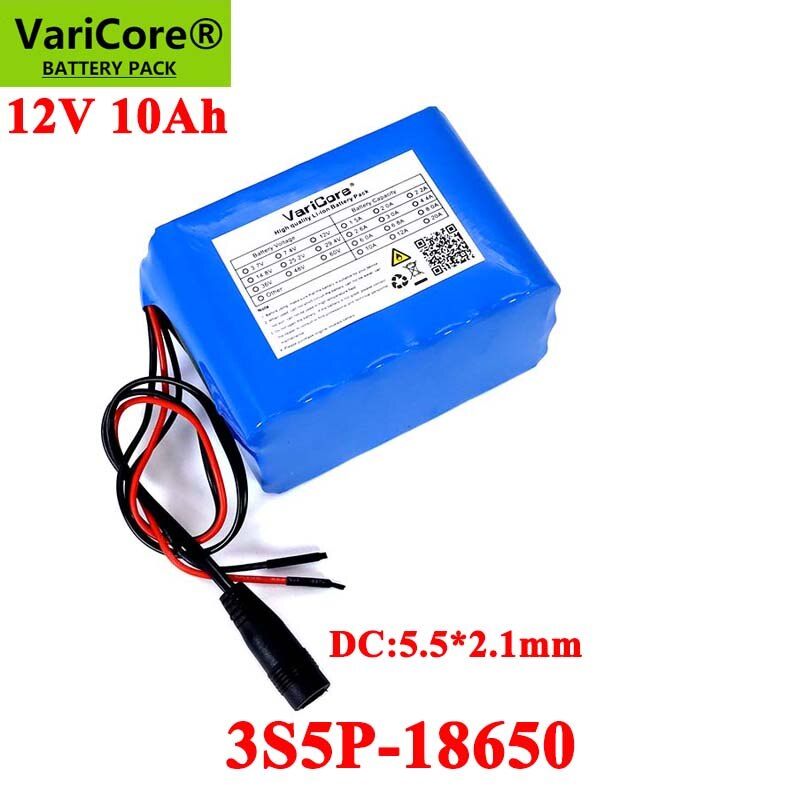 12V 10Ah 18650 li-lon battery pack 10000mAh with PCB Circuit protection for Monitor emergency lights Uninterrupted power
