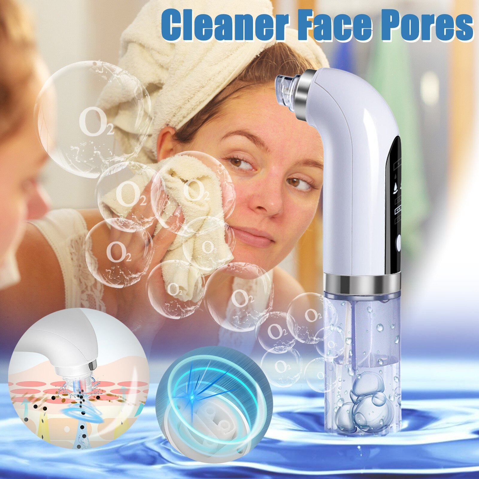 Nano Bubble Water Strong Suction Vacuum Cleaner Face Pores Cleansing Skin Device