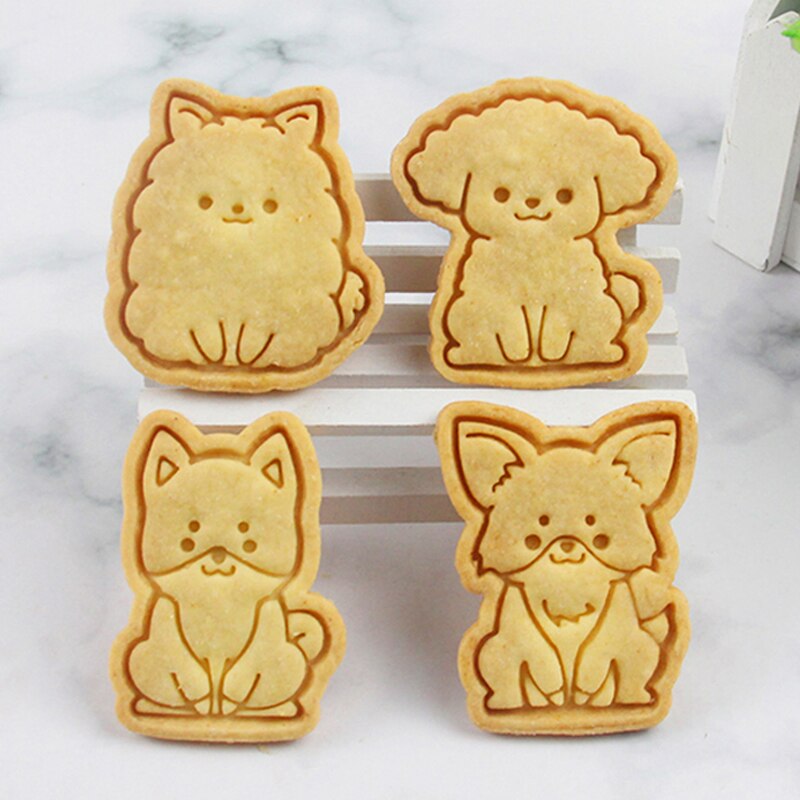 1Pc Hond Cookie Cutters Biscuit Mold Vorm 3D Cookie Plunger Cutter Cartoon Cookie Embosser Mold Fondant Icing Biscuit Snijden sterven