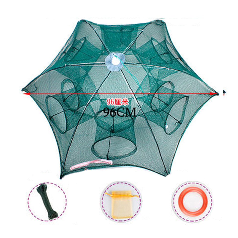 4/6/8/10/12/16/20 Holes Folded Portable Hexagon Fishing Net Crayfish Fish Automatic Trap Shrimp Carp Catcher Cages Mesh Nets Cra: 12 Imports