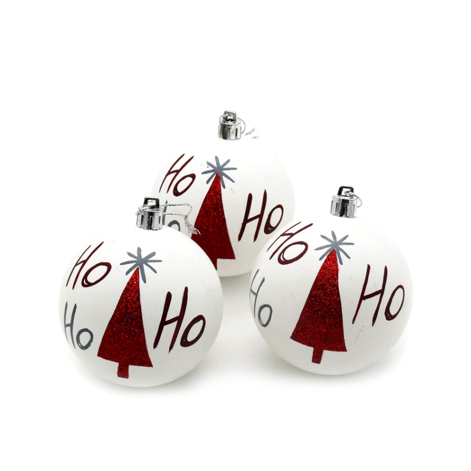 3Pcs Christmas Balls 6cm Baubles Christmas Tree Decorations Matte White Balls Christmas Tree Hanging Ornament Party Supplies: Style 2