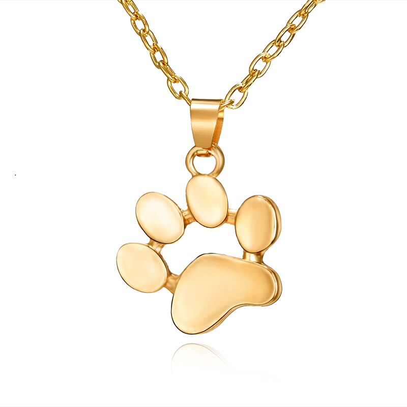Gold Rose Gold Silber Farbe Niedlichen Hund Pfote Hohl Katze Pfote Mit Herz Anhänger Schlüsselbein Kette Halskette Weibliche Süße Schmuck: NC18Y0120