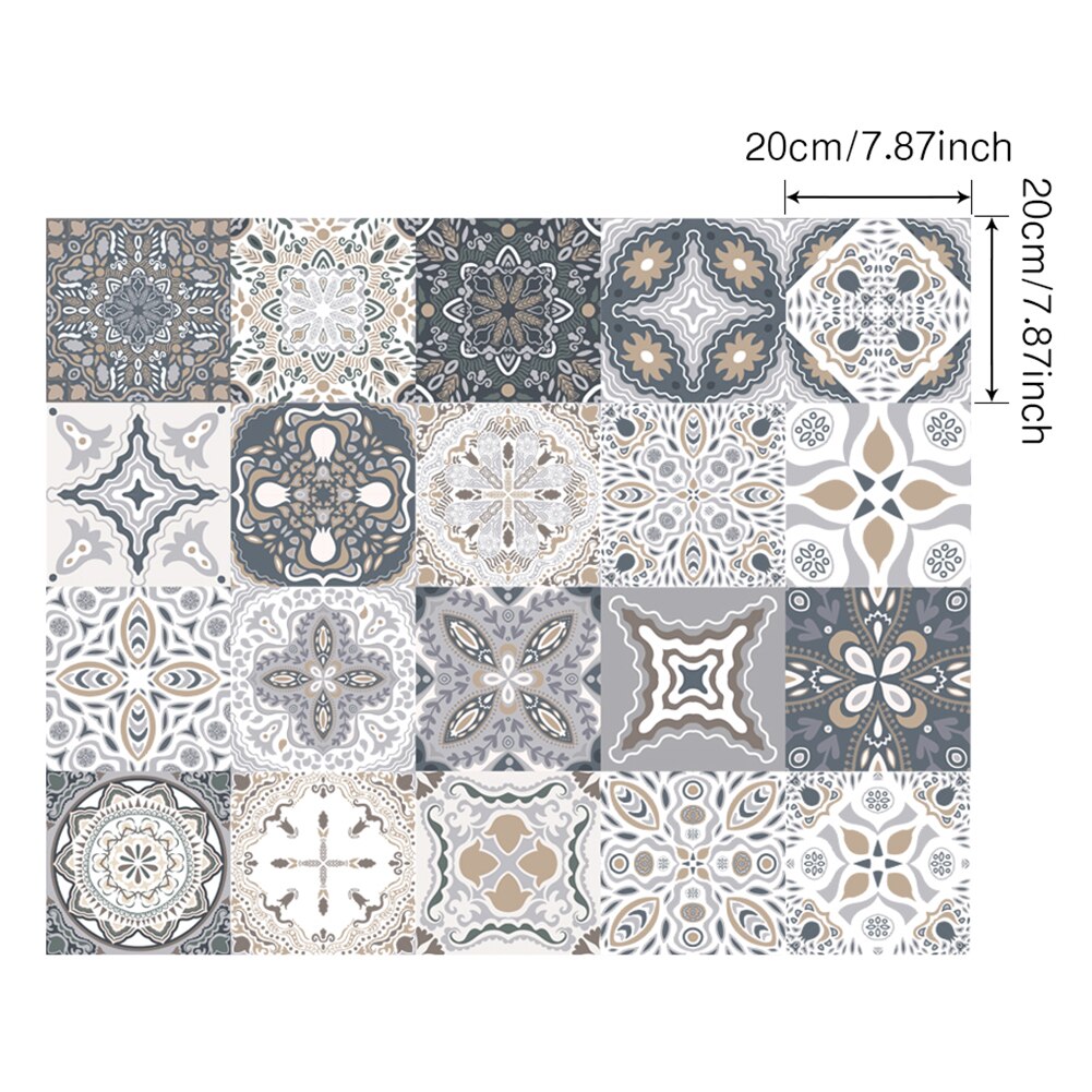 20pcs DIY Home Tile Sticker Kitchen Bathroom Waterproof Kitchen Decals Self Adhesive PVC Diagonal Ceramic Tile Stickers: A / 15X15cm
