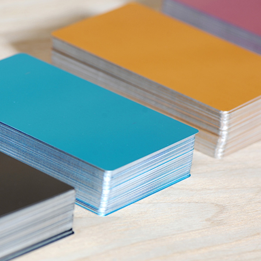 100Pcs Engraved Accessories Identity Blank Card Thermal Transfer Name Smooth Rustproof Business Visiting Aluminium Alloy Marking