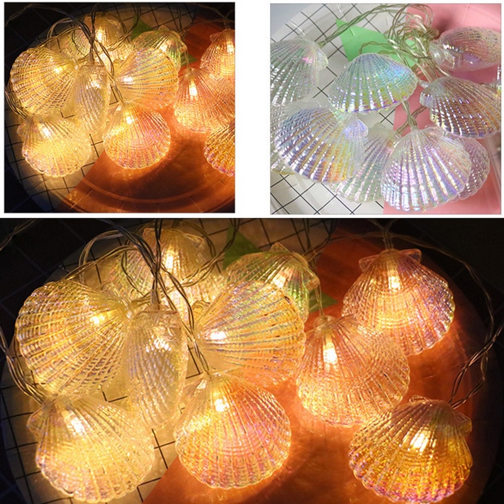 10/20 led-lichtsnoeren in de vorm van een schelp, ultraheldere, zachte verlichting voor binnen en buiten, doe-het-zelf, voegt een exotische sfeer toe