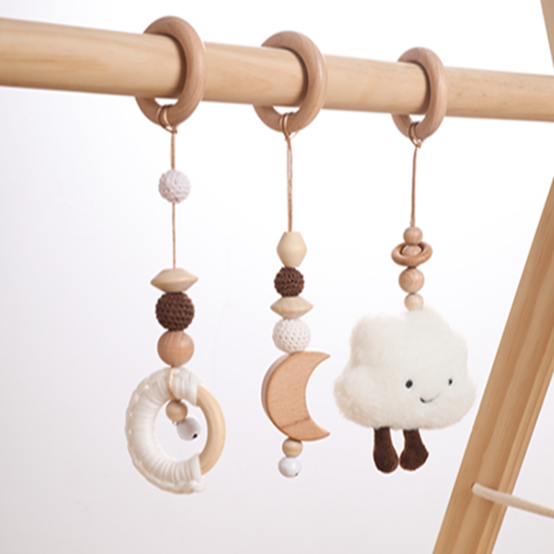 1Set Nordic Cartoon Baby Houten Gym Fitness Frame Rack Opknoping Hanger Speelgoed Kit Peuter Infant Kamer Decoraties