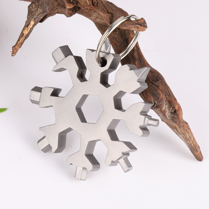 Multifunktionel nøglenøgle i rustfrit stål til snefnugform i haven, let håndtag til udendørs haveværktøj til haven: Sølv