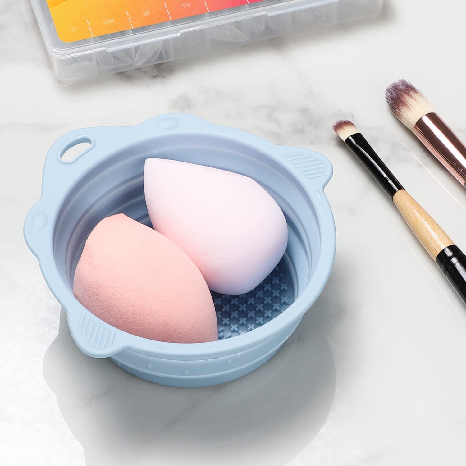 1pc Foldable Silicone Makeup Brush Cleaner Bowl - Portable Cleaning Tool for Brushes, Powder Puffs, and Sponges