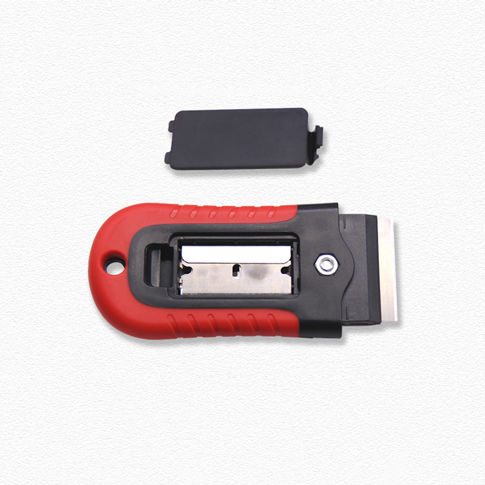 Razor Blade Scraper Plastic Razor Safety Scraper With 5 Blades for Auto Glass Cooktop Windows Red A162