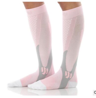 Men Women Compression Socks Basketball Running Football Outdoor Sports Breathable Anti-swollen Stocking Hiking Cycling Socks: Pink / L/XL