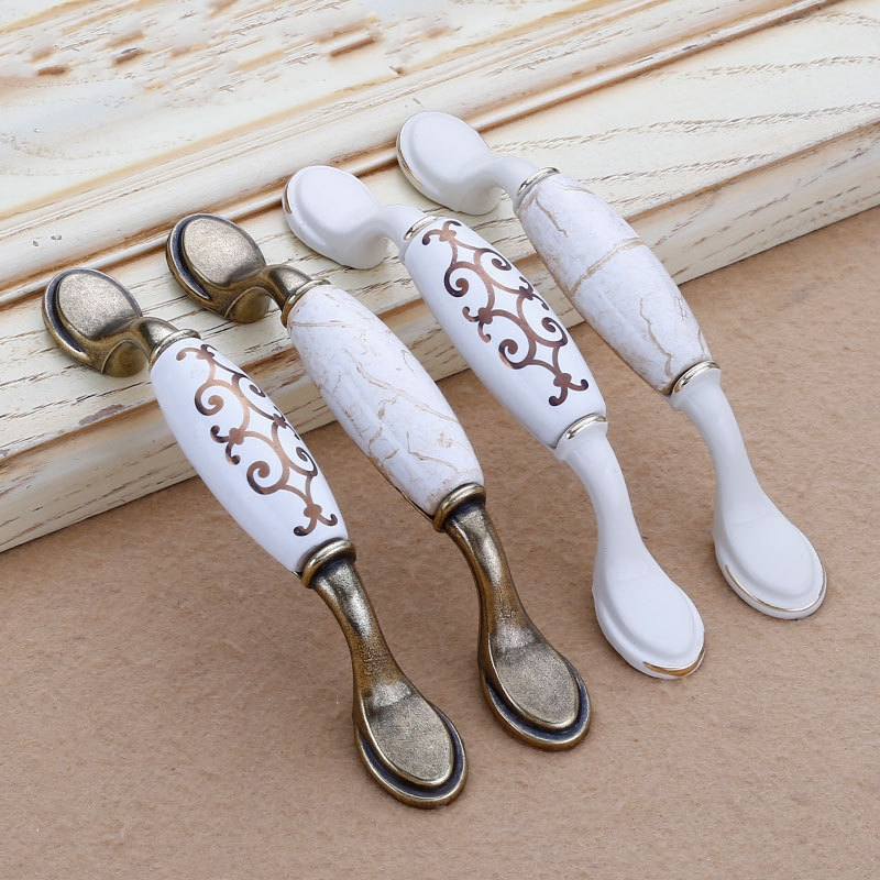Boutons de poignée de meuble en céramique, à fleurs colorées, pour porte, tiroir, armoire, garde-robe