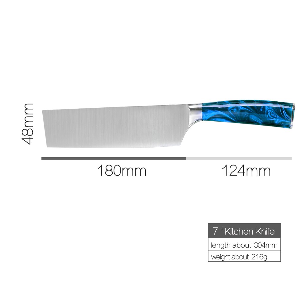 Xyj Japanse Chef Messen Rvs Keukenmessen Set Sharp Non-stick Uitbenen Cleaver Santoku Brood Snijden Messen Gereedschap: 7 inch Nakiri Knife