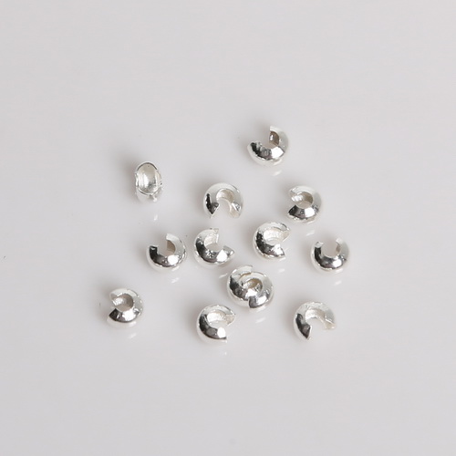 100Pcs/lot 3mm Silver/Gold/Gunmetal/Rhodium/Bronze/Copper Plated Alloy Crimp Beads Round Covers For DIY Jewelry Finding: Silver