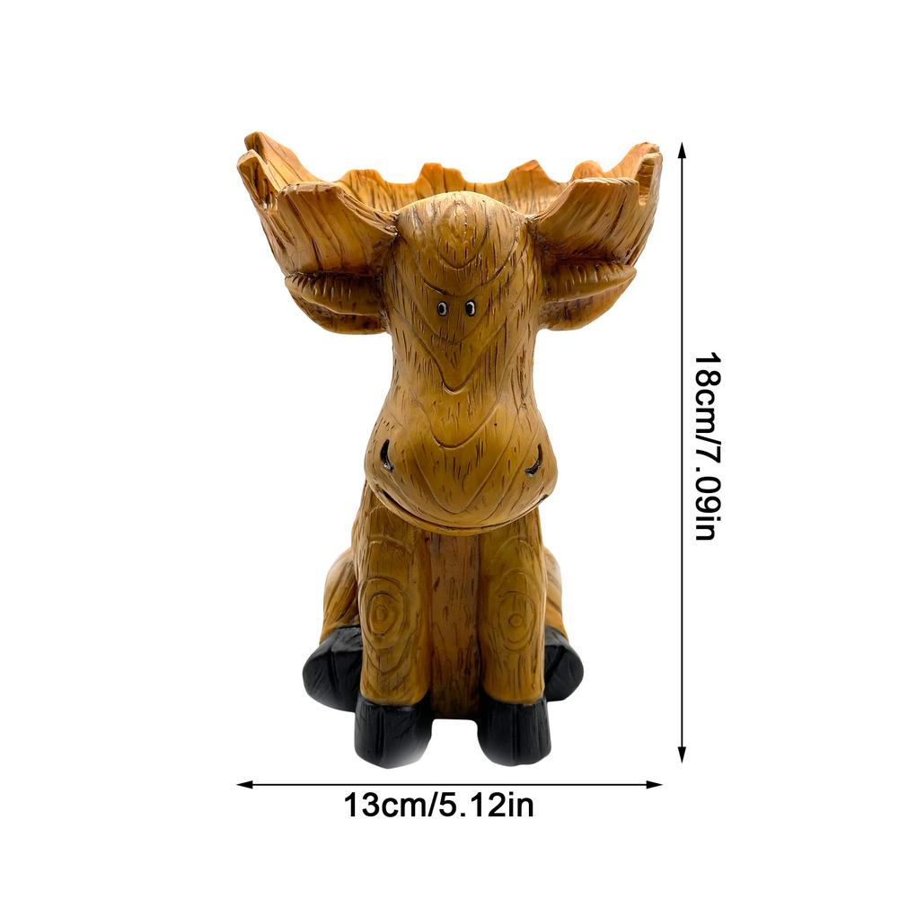 Outdoor Courtyard Resin Moose Statue Feeder Ornaments Simulation Moose Sitting Bird Feeder Accessories Supplies
