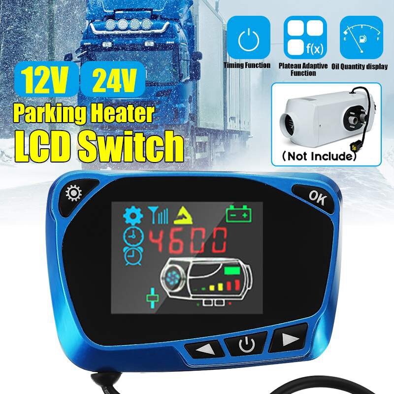 LCD Thermostat Display Switch Parking Heater Switch with Remote Controller 12/24V for Car Fuel Oil Air Heater Auto Part
