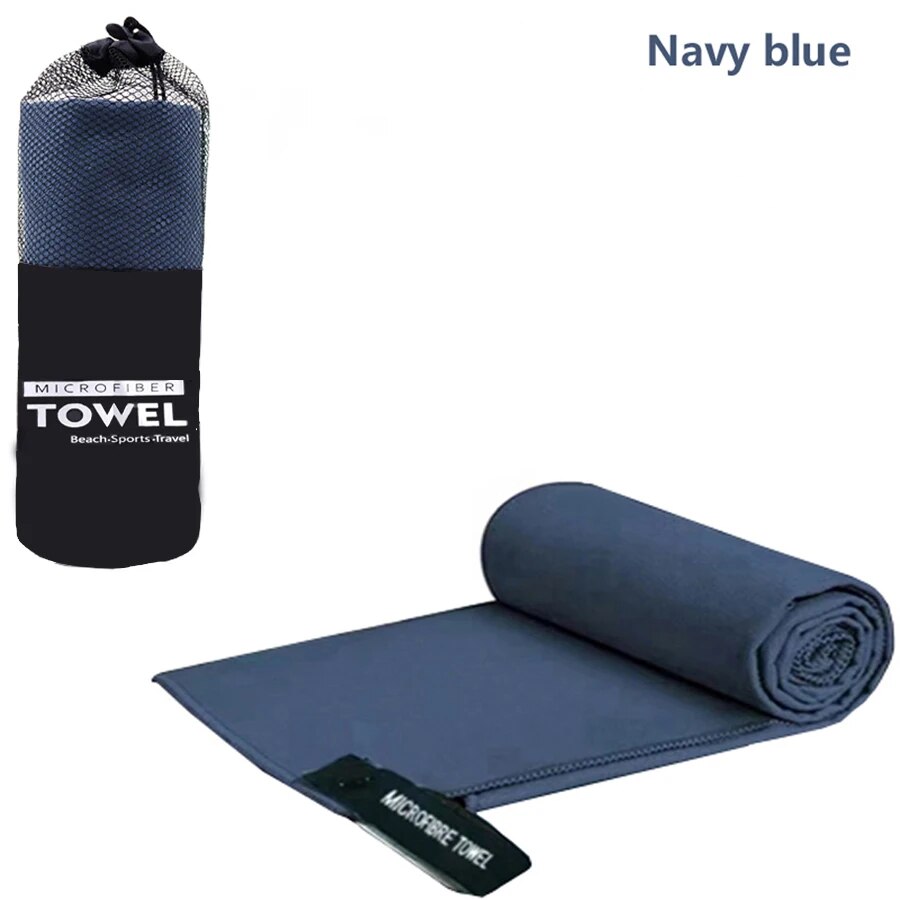 Hurtigttørrende sportshåndklæde 40 x 80/76 x 152cm mikrofiber løb yoga fitness fitness basketball udendørs camping vandreture strandhåndklæder: S / Marine blå