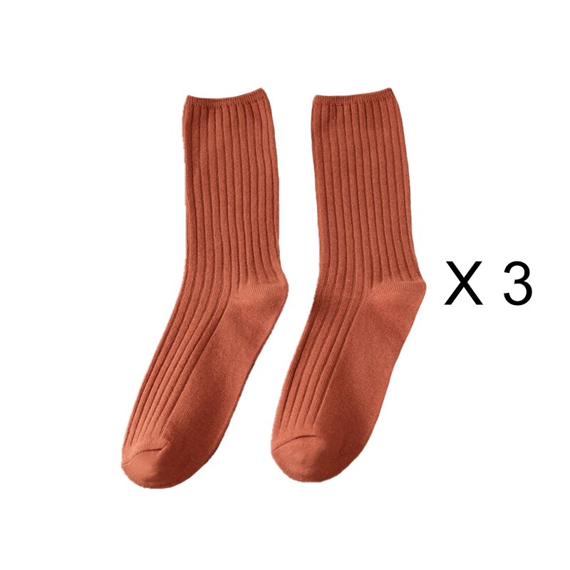 3 par/lote conjuntos de calcetines de mujer de Color sólido Retro calcetines largos de algodón para mujer transpirable estilo japonés Casual calcetín largo de algodón: Plata